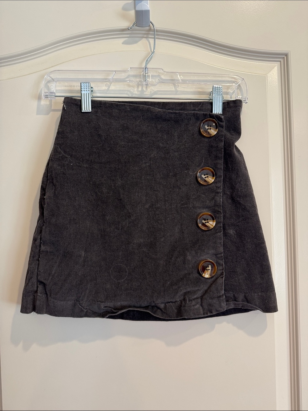 Altar'd State Grey Mini Skirt with Side Buttons
